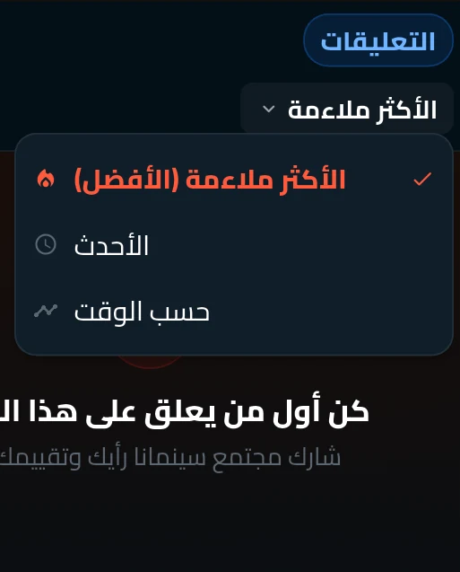 قائمة الترتيب الفعلية: الأكثر ملاءمة، الأحدث، وحسب الوقت.