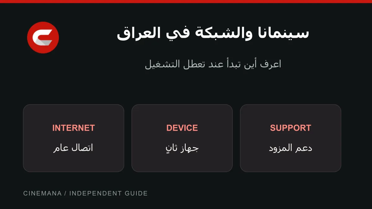 رسم توضيحي يلخص ثلاث نقاط في سينمانا والشبكة في العراق
